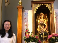 Emma Larson, who became Catholic after hearing a perfomance of the Ave Maria, at Holy Rosary Cathedral in Vancouver. Credit: The B.C. Catholic.